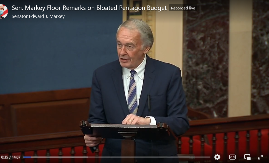 Senator Markey: Shift funds from the military to climate action. And end the nuclear threat!